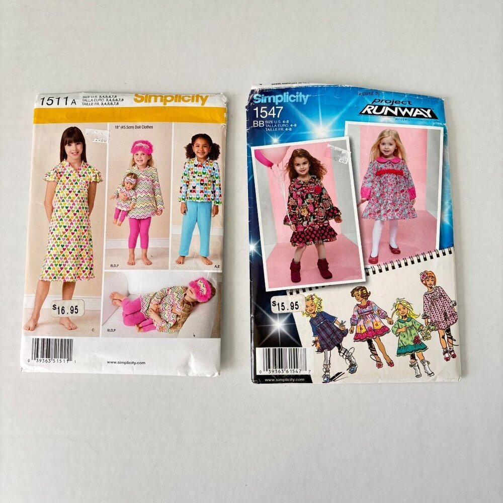 Simplicity‎ Girl Sewing Patterns Lot 2 Size 4 6 8 Dress Leggings Top Doll New